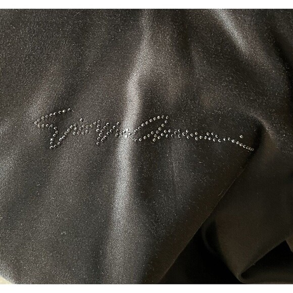 Vintage Giorgio Armani Black Velvet Bolero Shrug Satin Liner W/Studded Signature - Picture 9 of 11